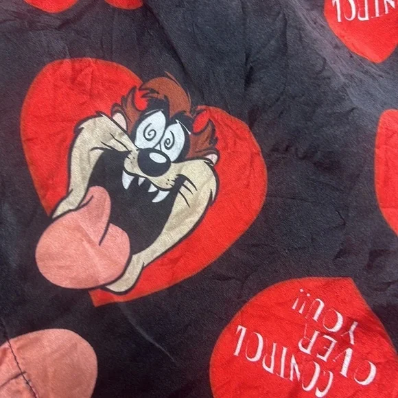 Vintage Disney Silk Boxer Shorts Tasmanian Devil Print Hearts Valentines XL - Picture 10 of 11
